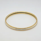 Hermes Enamel Bracelet Extra Fan Uni Cream Yellow Gold Bangle — view 3