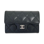 Chanel Timeless Classic Line Quilted Caviar Leather Flap Card Case Black
