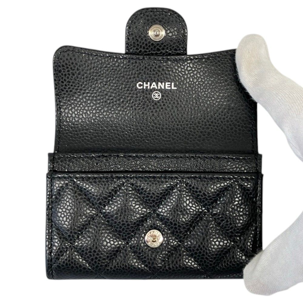 Chanel Timeless Classic Line Quilted Caviar Leather Flap Card Case Black — view 5
