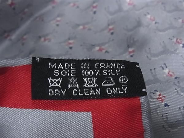 Hermes Scarf Carre 45 Gray Red Silk 100% Petit Horse Riding — view 5