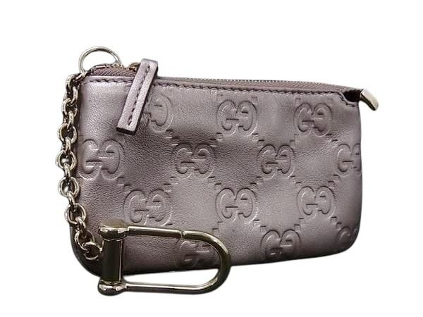 Gucci Coin Purse Guccissima Light Metallic Purple Leather Gold