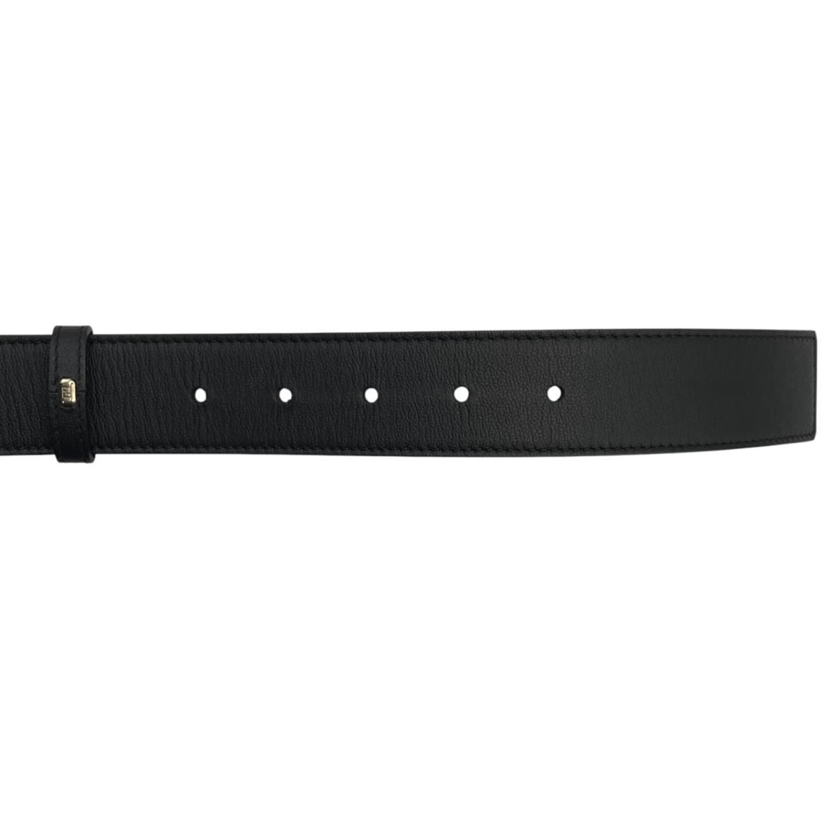 Fendi Belt FF Square Reversible Black Gray Leather Silver — view 6
