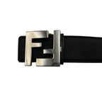 Fendi Belt FF Square Reversible Black Gray Leather Silver — view 4