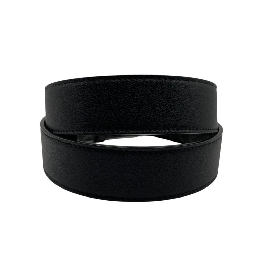 Fendi Belt FF Square Reversible Black Gray Leather Silver — view 2