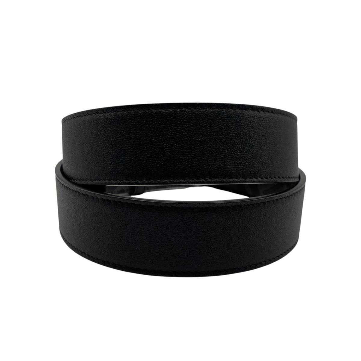 Fendi Belt FF Square Reversible Black Gray Leather Silver — view 2