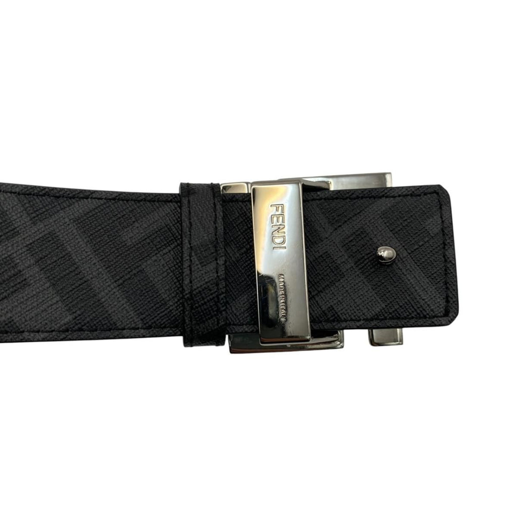 Fendi Belt FF Square Reversible Black Gray Leather Silver — view 5