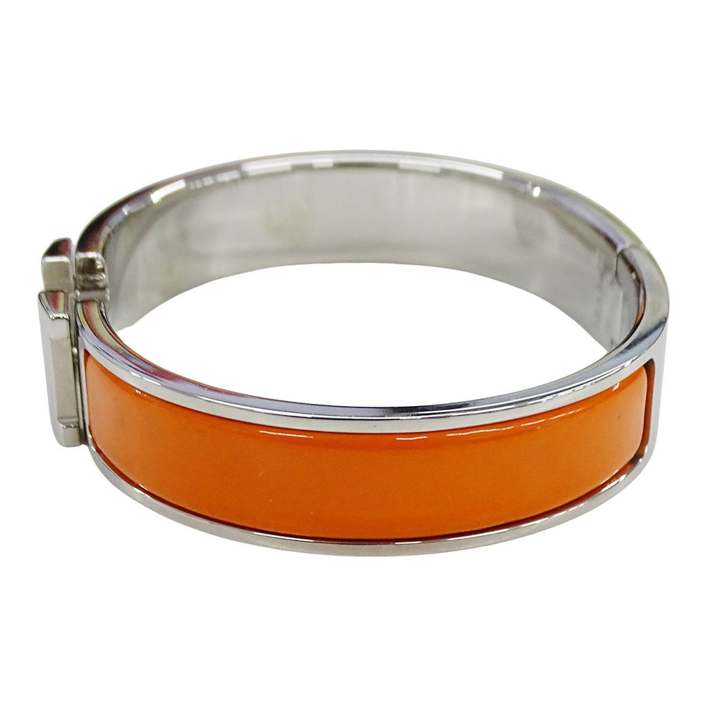 Hermes Bangle Bracelet Clic H PM Metal Silver Orange — view 4