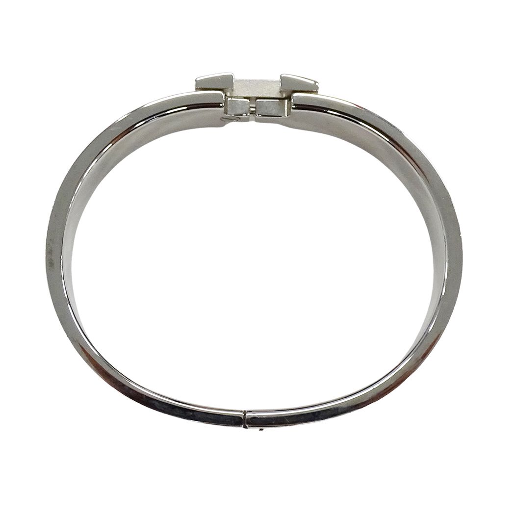 Hermes Bangle Bracelet Clic H PM Metal Silver Orange — view 5