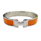 Hermes Bangle Bracelet Clic H PM Metal Silver Orange