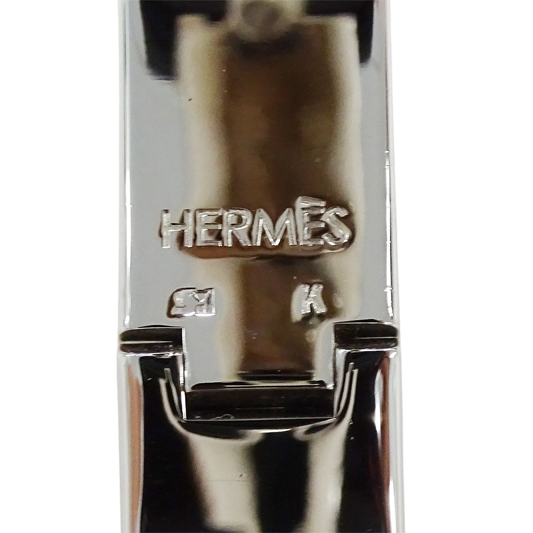 Hermes Bangle Bracelet Clic H PM Metal Silver Orange — view 7