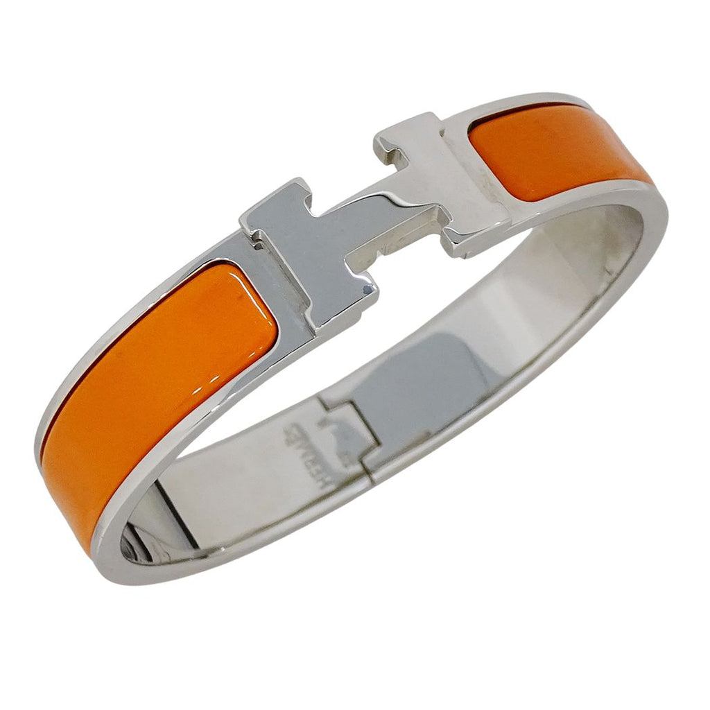 Hermes Bangle Bracelet Clic H PM Metal Silver Orange — view 2