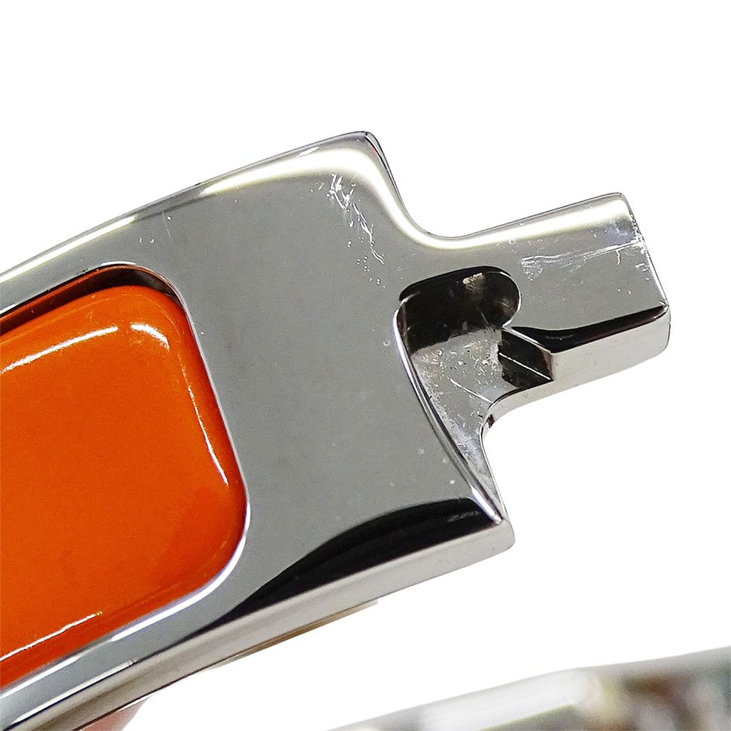Hermes Bangle Bracelet Clic H PM Metal Silver Orange — view 8