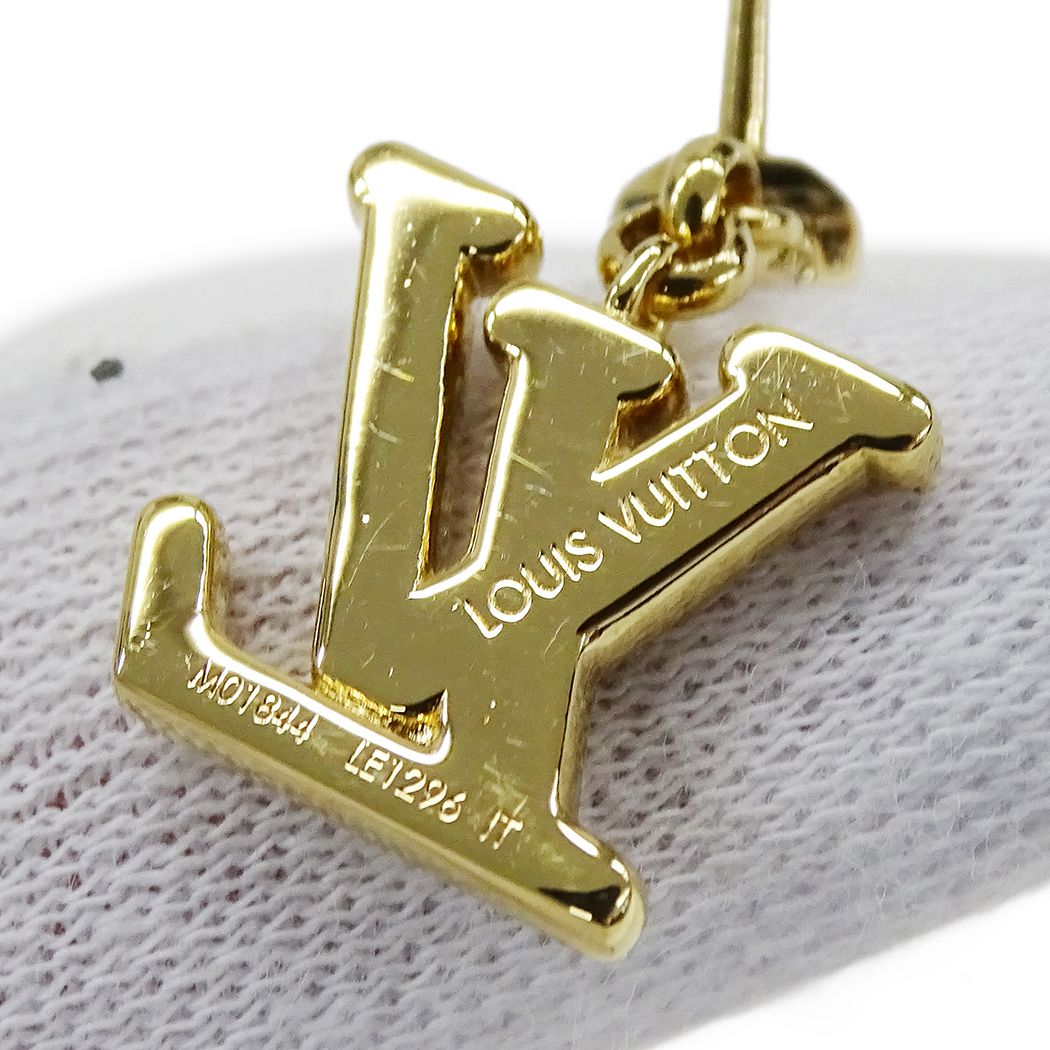 Louis Vuitton Earrings Metal Rhinestone LV Gold — view 8