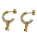 Louis Vuitton Earrings Metal Rhinestone Hoop LV Iconic Gold — view 4
