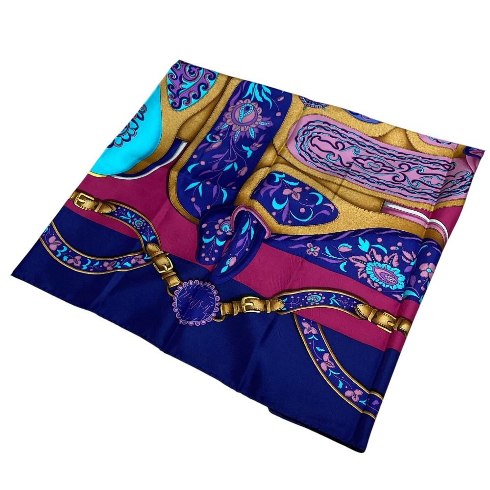 Hermes Carre 90 Festival Silk Scarf Navy Multicolor — view 7