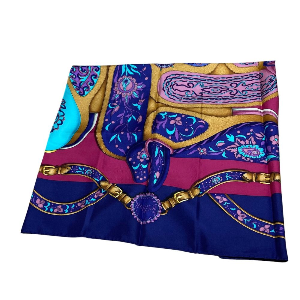 Hermes Carre 90 Festival Silk Scarf Navy Multicolor — view 8