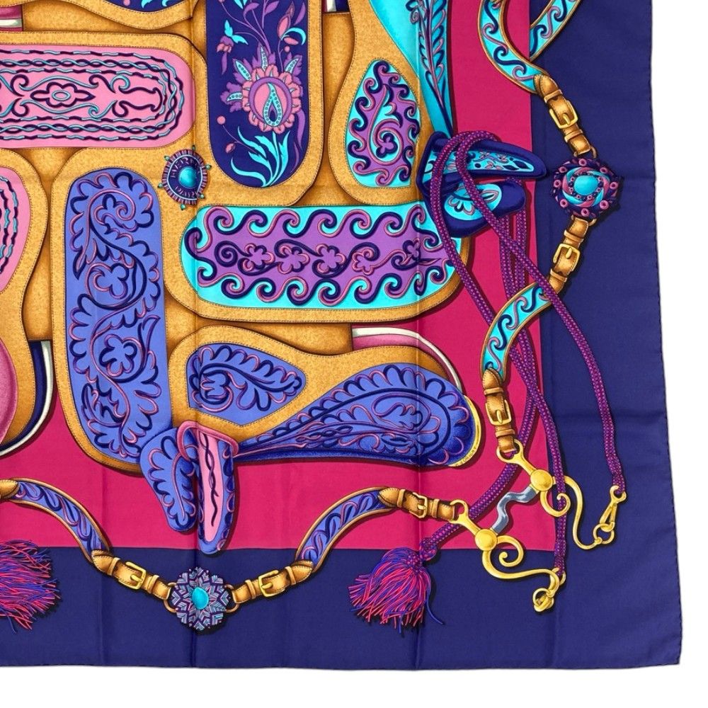 Hermes Carre 90 Festival Silk Scarf Navy Multicolor — view 6