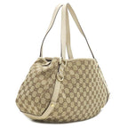 Gucci Handbag GG Abbey Canvas Leather Beige White Silver Tote — view 2