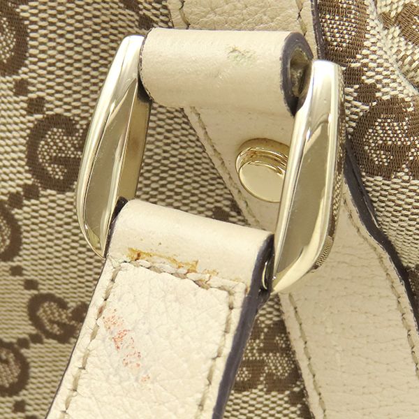 Gucci Handbag GG Abbey Canvas Leather Beige White Silver Tote — view 6