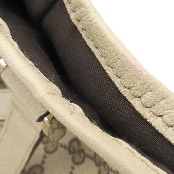 Gucci Handbag GG Abbey Canvas Leather Beige White Silver Tote — view 5