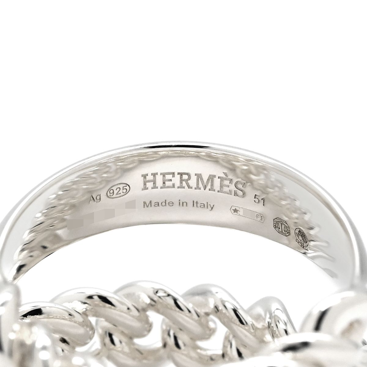 Hermes Ring Boucles Sellier Inflexible 925 Sterling Silver 51 Harness Motif — view 3