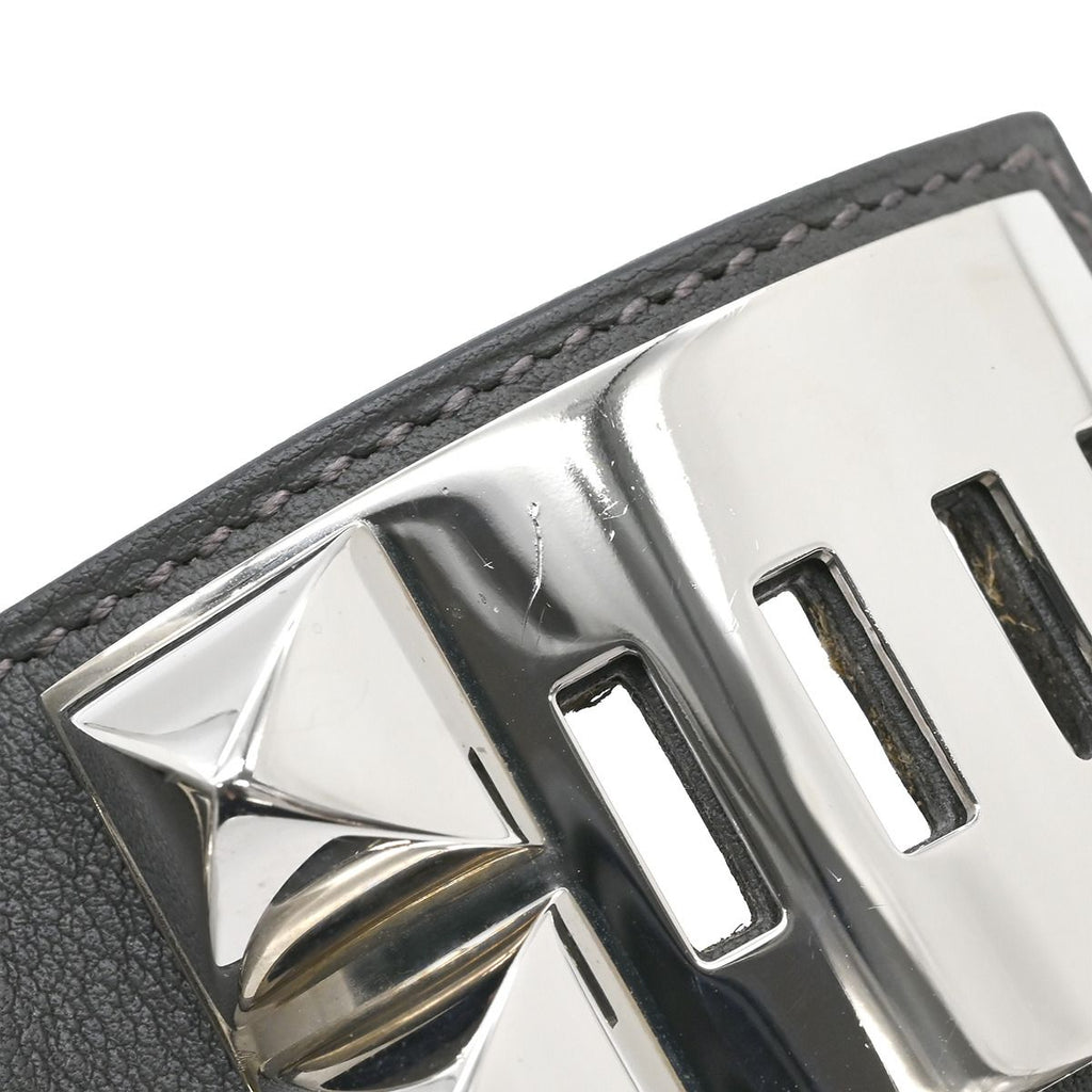 Hermes Bracelet Collier de Chien Swift Black Silver S Studded Cowhide — view 4