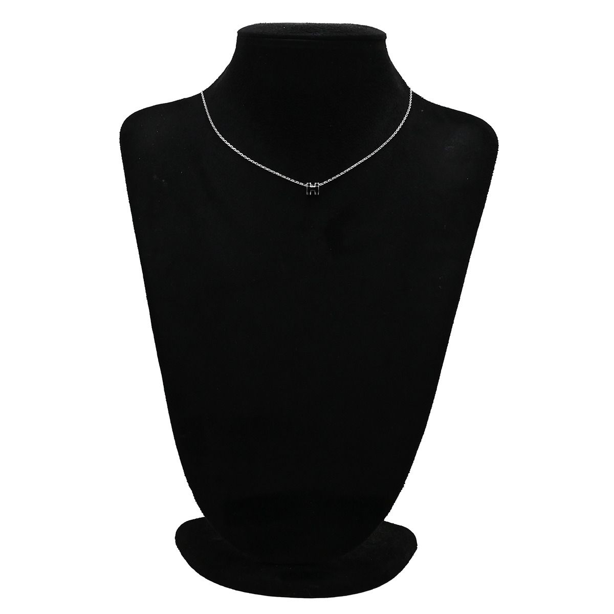 Hermes Necklace Pop H Mini Pendant Metal Lacquer Black Silver H Motif — view 6