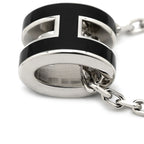Hermes Necklace Pop H Mini Pendant Metal Lacquer Black Silver H Motif — view 4