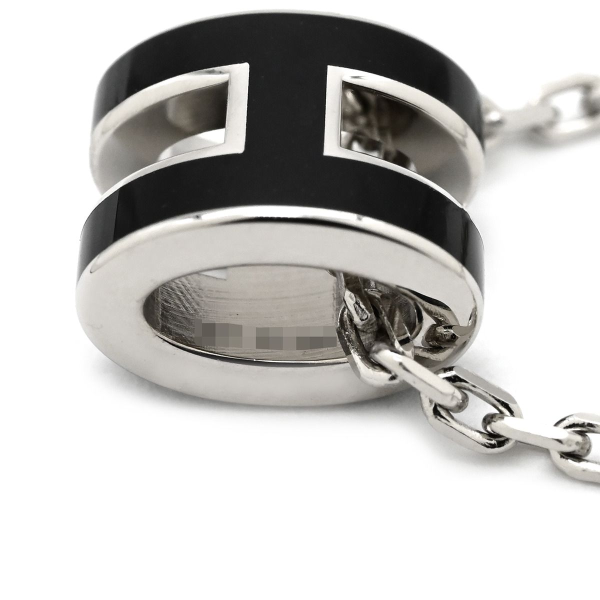 Hermes Necklace Pop H Mini Pendant Metal Lacquer Black Silver H Motif — view 4