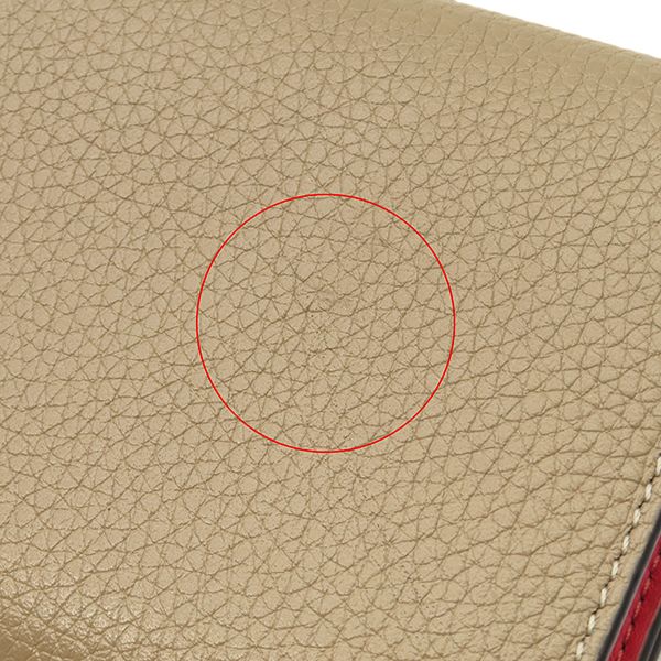 Celine Trifold Wallet Small Folded Multi Function Leather Beige Red Silver — view 5