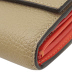 Celine Trifold Wallet Small Folded Multi Function Leather Beige Red Silver — view 4