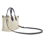 Gucci 2-Way Lido Print Mini Tote Bag Canvas Leather Ivory Navy Silver Logo — view 2