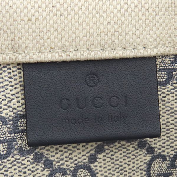 Gucci 2-Way Lido Print Mini Tote Bag Canvas Leather Ivory Navy Silver Logo — view 6
