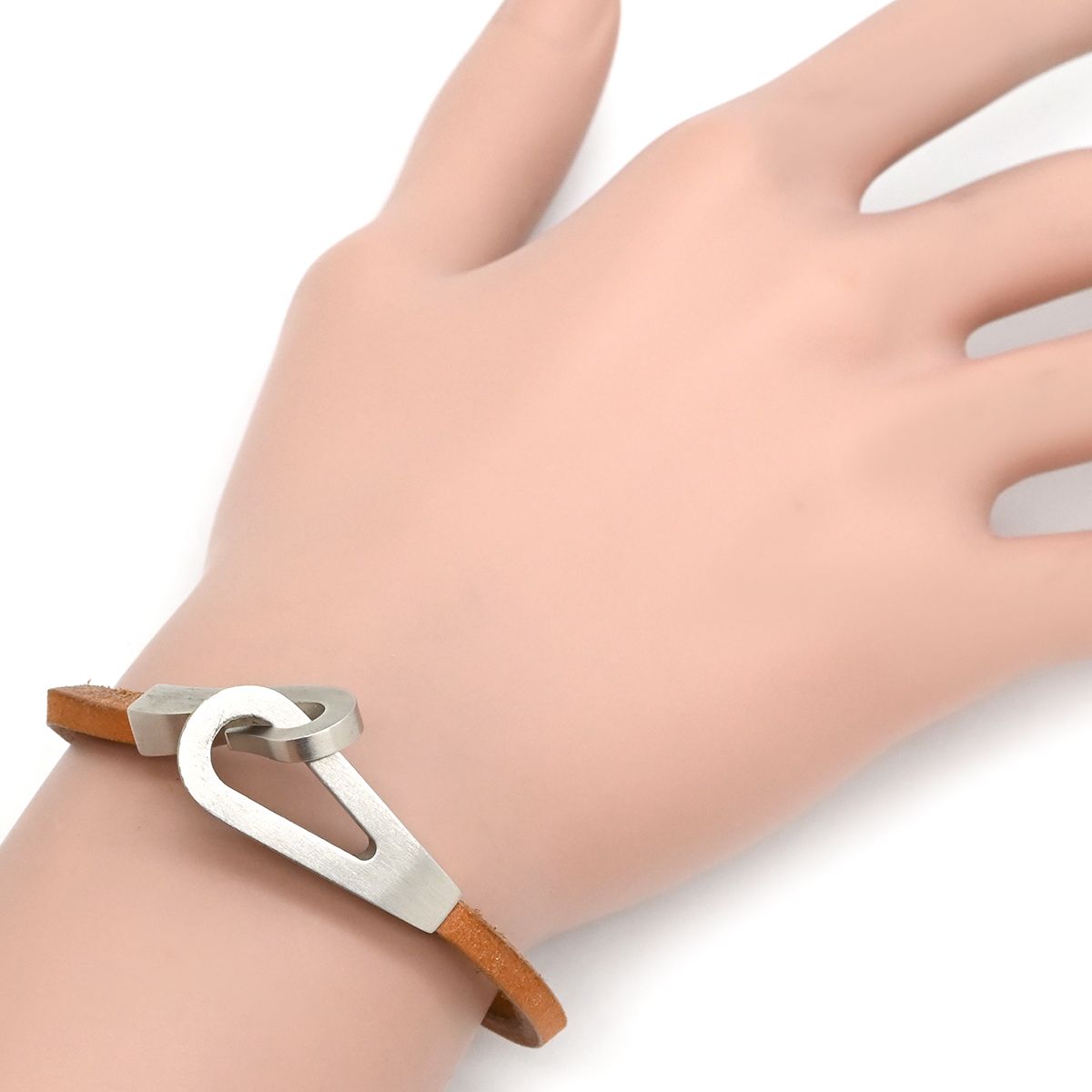 Hermes Bracelet Jumbo Jet Leather Metal Gold Silver Brown — view 7