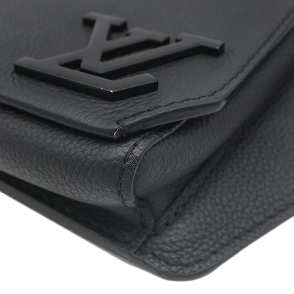 Louis Vuitton Belt Bag Take Off Sling Gray Leather Black Waist Back — view 4