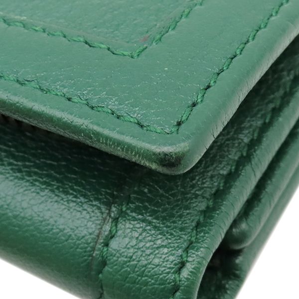 Gucci Trifold Wallet Bamboo Medium Leather Green Gold Double G Compact Coin — view 4