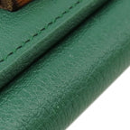 Gucci Trifold Wallet Bamboo Medium Leather Green Gold Double G Compact Coin — view 7