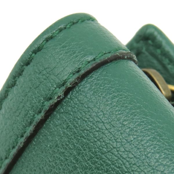 Gucci Trifold Wallet Bamboo Medium Leather Green Gold Double G Compact Coin — view 5