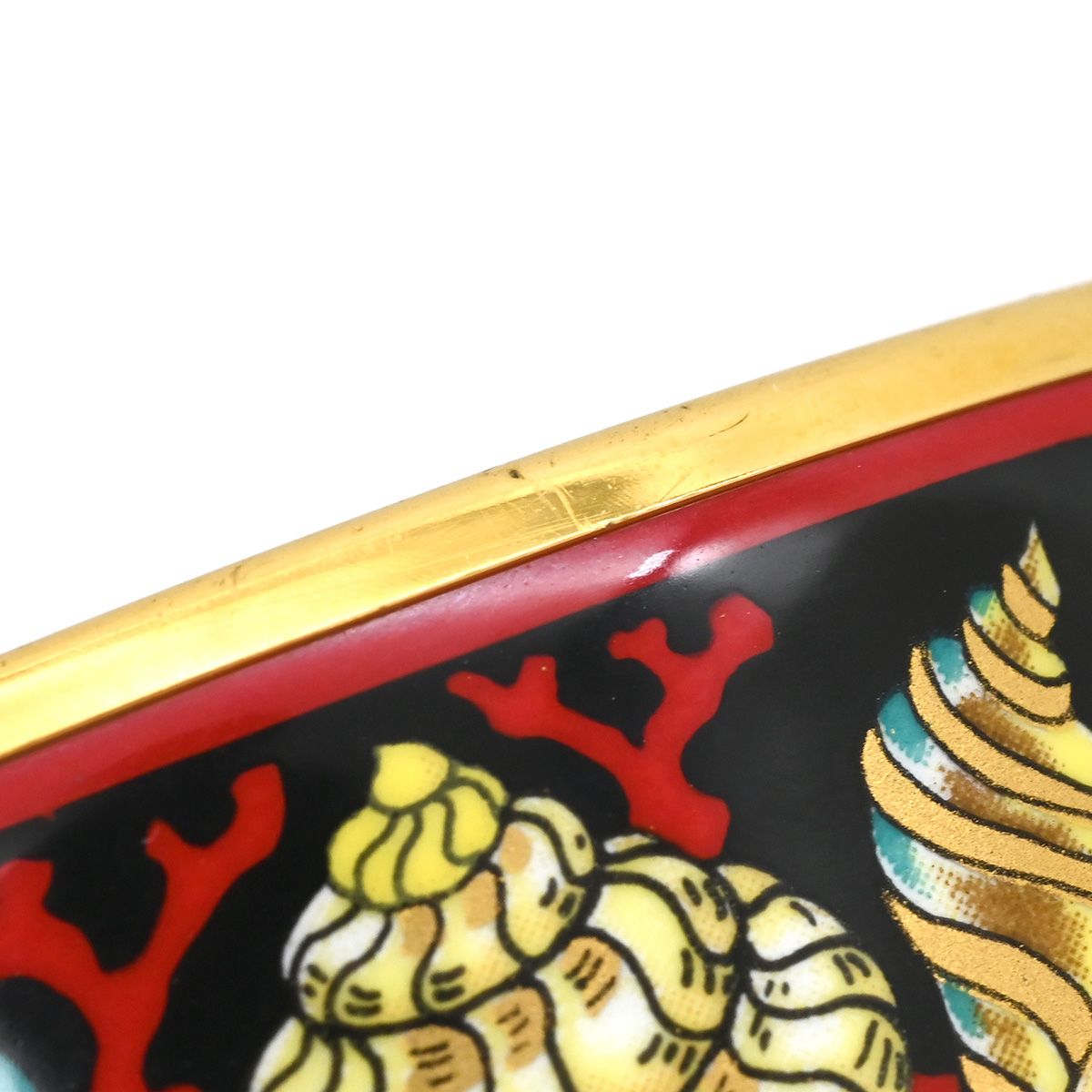 Hermes Bangle Enamel GM Shell Motif Cloisonne Red Multicolor Gold Sea Creatures — view 3