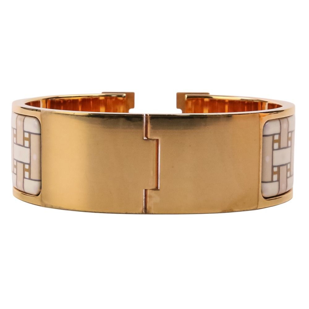 Hermes Clic Clac H GM Son du H Print Bangle Bracelet Beige White Gold Colored — view 5