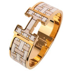 Hermes Clic Clac H GM Son du H Print Bangle Bracelet Beige White Gold Colored