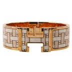 Hermes Clic Clac H GM Son du H Print Bangle Bracelet Beige White Gold Colored — view 2