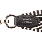 Hermes Bandouliere Sangle Kaval 25 Shoulder Strap Silver Toile Veau Black — view 6