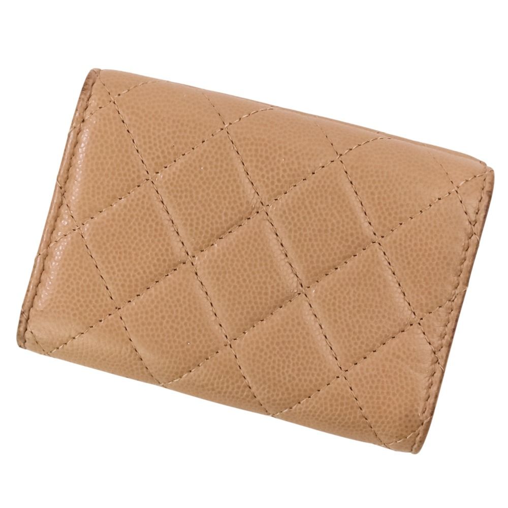 Chanel Classic Small Flap Quilted Caviar Leather Compact Wallet Beige — view 2
