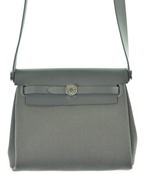 Hermes Herbag Zip 20 Mini Toile Hunter Ardoise Gray Silver Shoulder Bag