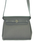 Hermes Herbag Zip 20 Mini Toile Hunter Ardoise Gray Silver Shoulder Bag