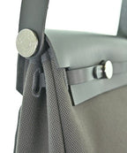 Hermes Herbag Zip 20 Mini Toile Hunter Ardoise Gray Silver Shoulder Bag — view 8