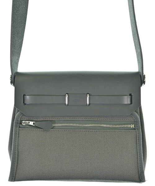 Hermes Herbag Zip 20 Mini Toile Hunter Ardoise Gray Silver Shoulder Bag — view 2