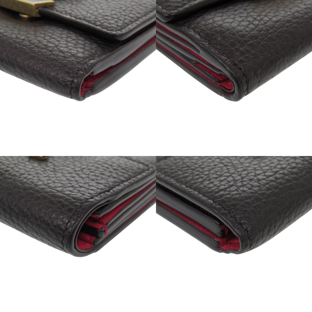 Louis Vuitton Portefeuille Capucines Compact XS Leather Black Trifold Wallet — view 3