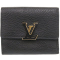 Louis Vuitton Portefeuille Capucines Compact XS Leather Black Trifold Wallet